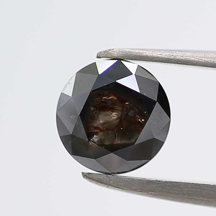 1.24 Carat Fancy Black Round Brilliant Cut Natural Loose Diamond